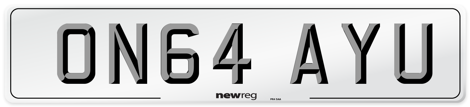 ON64 AYU Number Plate from New Reg